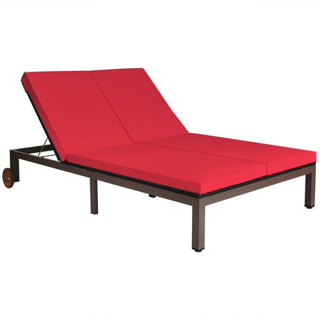 Sillón reclinable de ratán para patio de 2 personas con respaldo ajustable