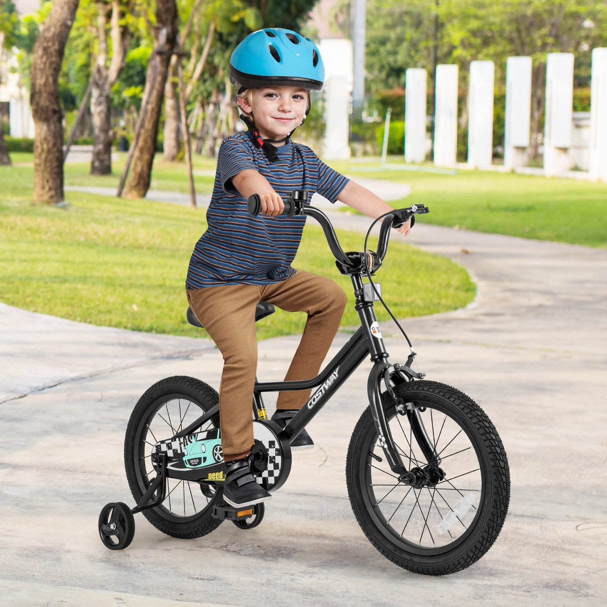 Bicicleta infantil de 16 pulgadas, ajustable para niños de 4 a 7 años con cuadro de paso bajo