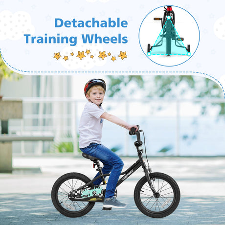 Bicicleta infantil de 16 pulgadas, ajustable para niños de 4 a 7 años con cuadro de paso bajo