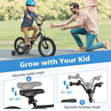 Bicicleta infantil de 16 pulgadas, ajustable para niños de 4 a 7 años con cuadro de paso bajo