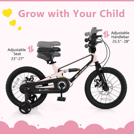 Bicicleta infantil ligera de 16 pulgadas con ruedas de entrenamiento desmontables para edades de 4 a 7 años - 16 pulgadas