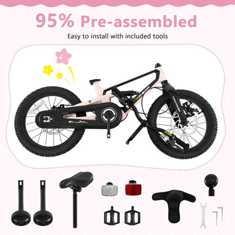 Bicicleta infantil ligera de 16 pulgadas con ruedas de entrenamiento desmontables para edades de 4 a 7 años - 16 pulgadas