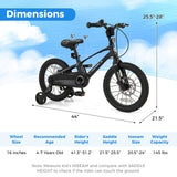 16 Inch Kids Bike Lightweight with 2 Removable Training Wheels for Aged 4-7-16 inches