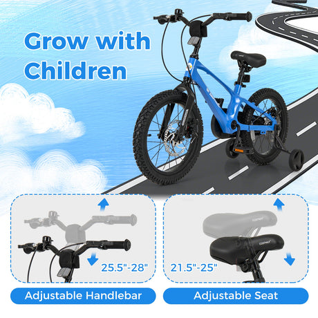 Bicicleta para niños de 16 pulgadas de aleación de magnesio, bicicleta de entrenamiento ajustable para niños de 4 a 7 años - 16 pulgadas