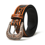 Cinturón de cuero de vaquero occidental - Negro y marrón