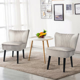 Juego de 2 sillones modernos tapizados con patas de madera maciza