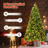 Árbol de Navidad Preiluminado con Bisagras de 2,29 m con 550 Luces LED y Soporte de Metal Robusto