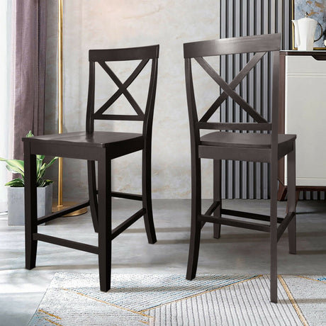 Sillas de cocina con estructura de madera de caucho de 24 pulgadas, paquete de 2