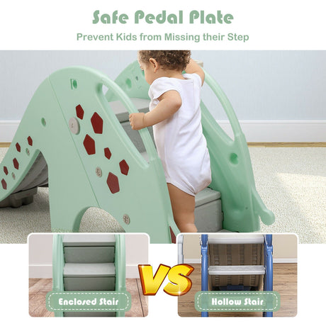 Set de juegos de escalada 3 en 1 para niños con tobogán y canasta de baloncesto