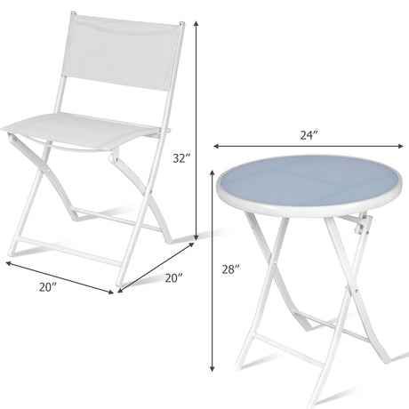 Juego de bistró plegable para patio de 3 piezas para balcón o espacio exterior