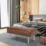 Rectangle Tufted Ottoman with Stainless Steel Legs for Living Room