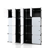 Organizador de almacenamiento de 16 cubos con 16 puertas y 2 barras para colgar - Negro