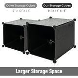 Organizador de almacenamiento de 16 cubos con 16 puertas y 2 barras para colgar - Negro