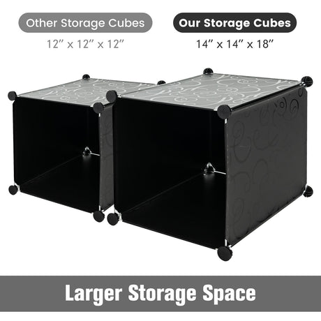 Organizador de almacenamiento de 16 cubos con 16 puertas y 2 barras para colgar - Negro