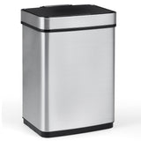 16 Gallon Trash Can Infrared Motion Sensor Garbage Can with Dual Compartments-Silver
