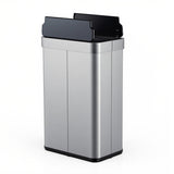Cesto de basura de 60 litros con tapas abatibles para dormitorio, baño, cocina - Plateado