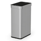 Cesto de basura de 60 litros con tapas abatibles para dormitorio, baño, cocina - Plateado