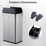 Cesto de basura de 60 litros con tapas abatibles para dormitorio, baño, cocina - Plateado