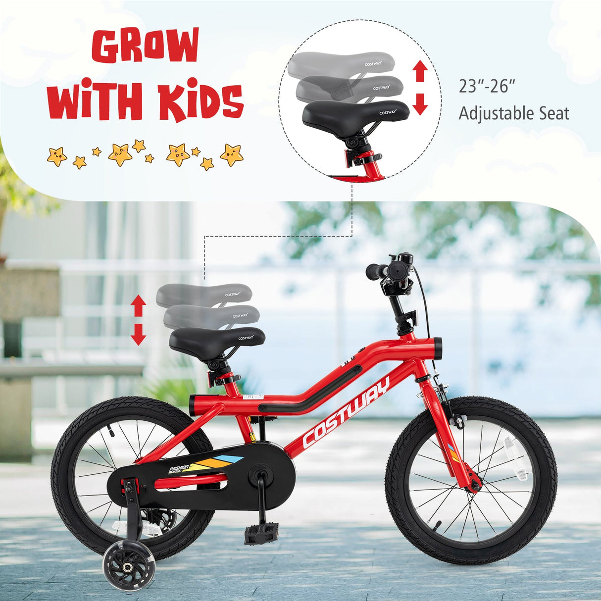 Bicicleta infantil de 18 pulgadas con luces LED, de acero al carbono ajustable para niños de 4 a 8 años - 18 pulgadas
