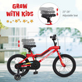 Bicicleta infantil de 18 pulgadas con luces LED, de acero al carbono ajustable para niños de 4 a 8 años - 18 pulgadas