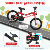 Bicicleta infantil de 18 pulgadas con luces LED, de acero al carbono ajustable para niños de 4 a 8 años - 18 pulgadas