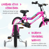 18 Inch LED Lighted Kids Bike with Training Wheels and Headlight for Ages 4-8 Years-18 inches