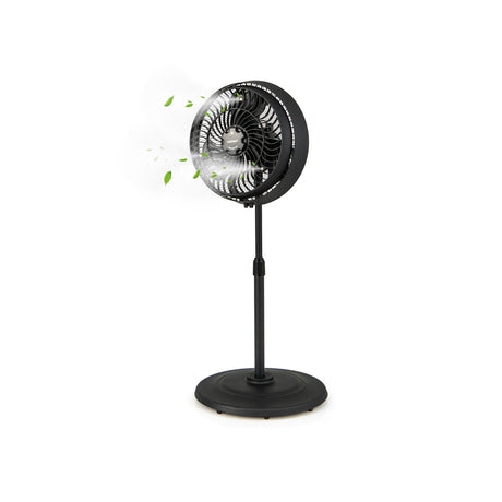 Ventilador de Pedestal Oscilante de 16 Pulgadas con Nebulizador Exterior y 3 Niveles de Niebla - Negro