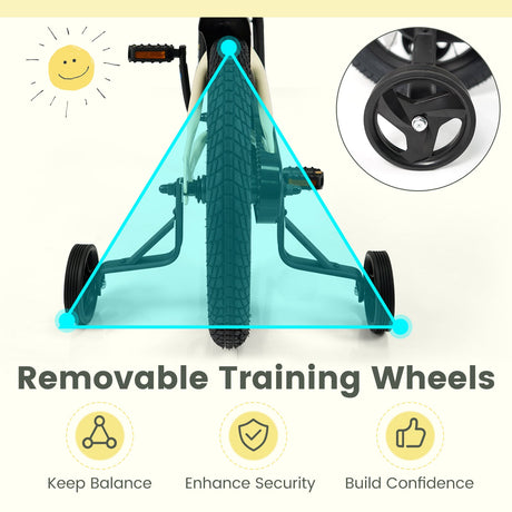 Bicicleta deportiva de 14 pulgadas para niños con ruedas de entrenamiento extraíbles