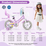 Bicicleta para niñas de 18 pulgadas con asiento para muñecas y serpentinas para niños de 4 años