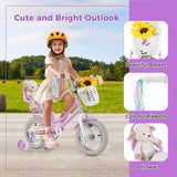 Bicicleta para niñas de 18 pulgadas con asiento para muñecas y serpentinas para niños de 4 años