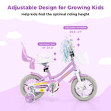 Bicicleta para niñas de 18 pulgadas con asiento para muñecas y serpentinas para niños de 4 años