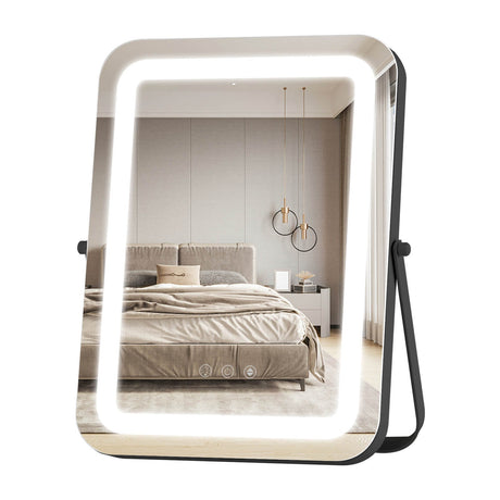 Espejo de tocador rectangular de 16 x 12 pulgadas con iluminación regulable de 3 colores