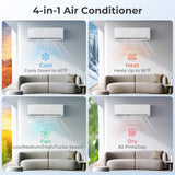 Energy Star Certified 18000 BTU 21 SEER2 208-230V Mini Split Air Conditioner and Heater Wifi Enabled White