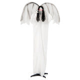 Ángel animatrónico de Halloween de 2 metros con ojos luminosos activados por sonido y alas aleteantes