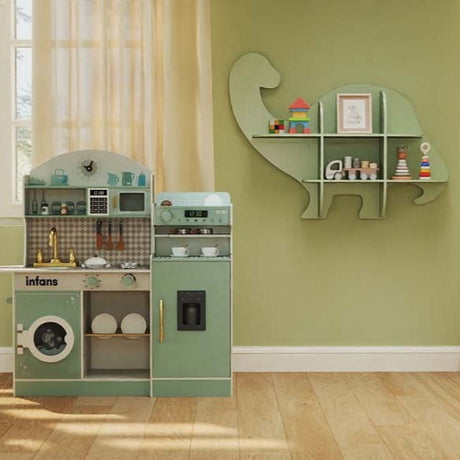 Muebles infantiles 3 en 1: Juego de mesa y sillas infantiles + Estantería + Juegos de cocina infantiles blancos
