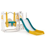 Columpio y tobogán para niños pequeños 7 en 1, en forma de L, con escalera y canasta de baloncesto
