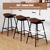 Set of 2 Swivel Barstools Faux Leather Upholstered Backless with Footrest
