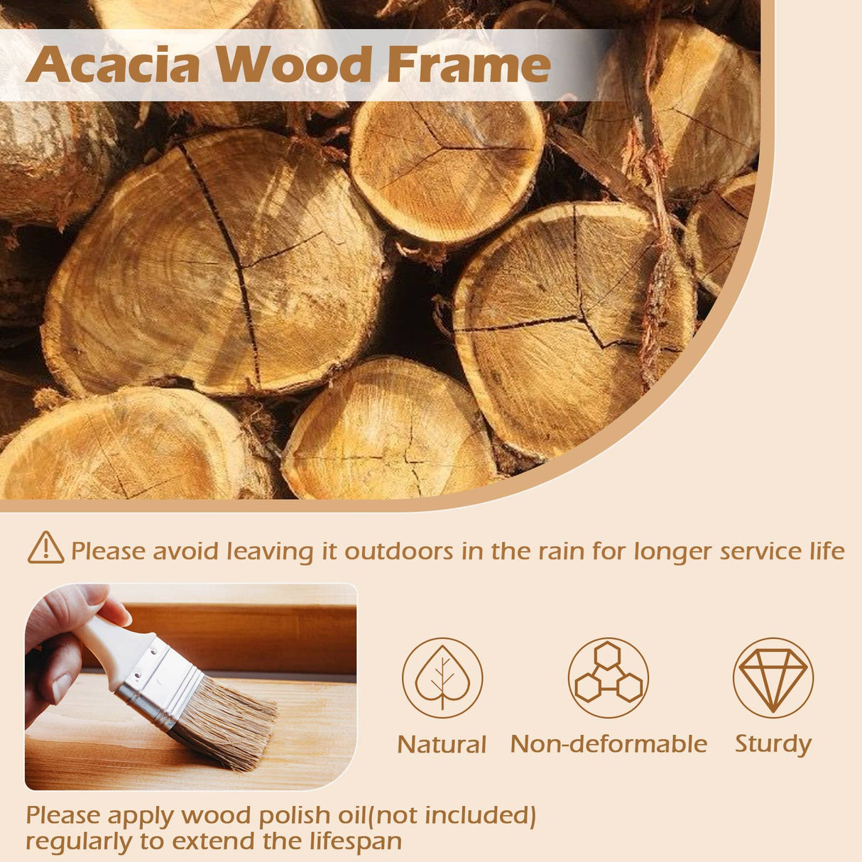 2 Sillas de comedor de patio Sillas de exterior de madera de acacia con cojín acolchado extraíble