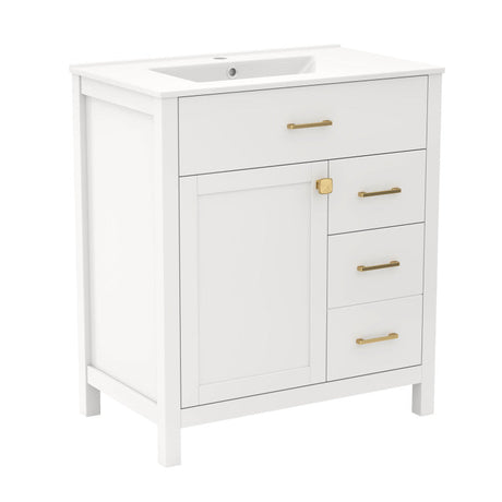 Paquete de 3 piezas para lavandería: Tocador de baño individual + Mueble alto de baño + Secadora de ropa compacta y portátil de 2.6 pies cúbicos