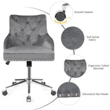 Tufted Upholstered Swivel Computer Desk Chair with Nailed Tri