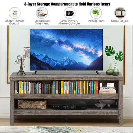Mueble de TV de 3 niveles con estantes de almacenamiento para televisores de hasta 45 pulgadas