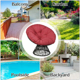 Sillón Papasan de Ratán Ergonómico Giratorio 360 Grados Cojín Suave para Jardín