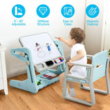 Set de mesa y silla para niños 2 en 1 con caballete y tablero de pintura artística ajustable