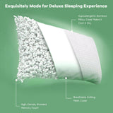 Juego de 2 almohadas de espuma viscoelástica triturada de 28 x 18 pulgadas con funda refrescante de bambú