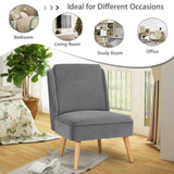 Sillón auxiliar sin brazos de terciopelo con patas de madera de caucho para dormitorio