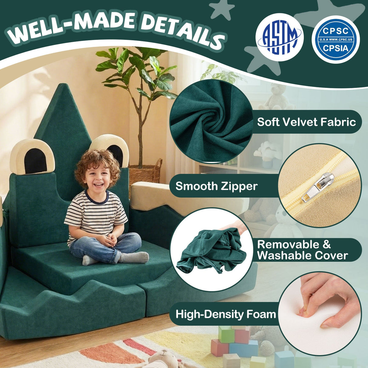 Sofá de juego modular para niños de 17 piezas para inspirar la creatividad