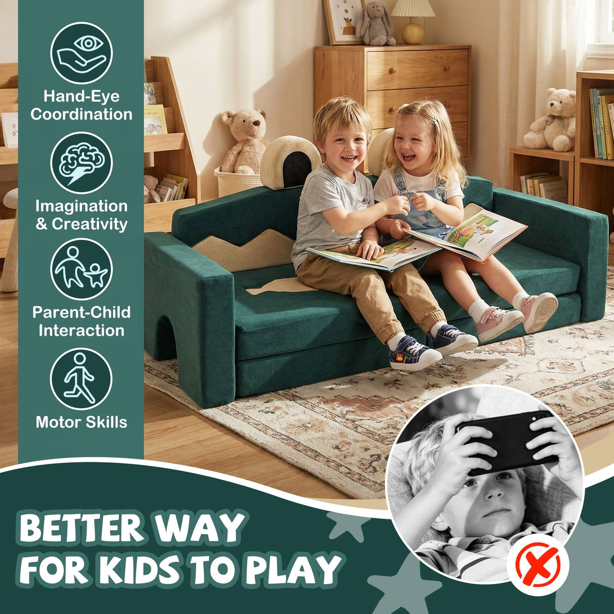 Sofá de juego modular para niños de 17 piezas para inspirar la creatividad