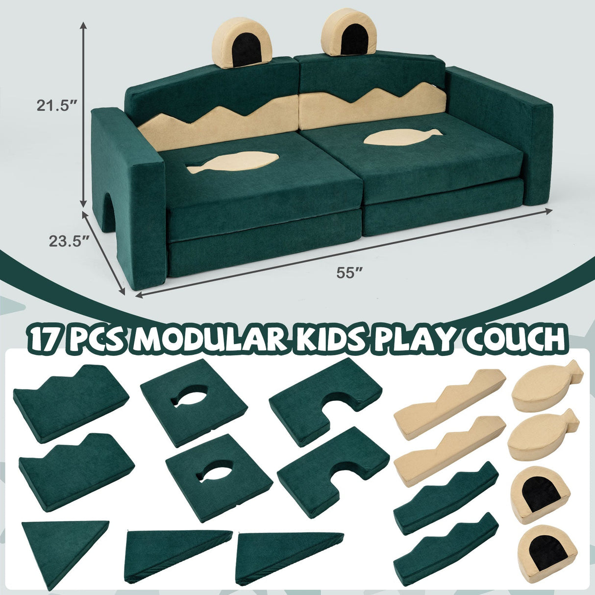 Sofá de juego modular para niños de 17 piezas para inspirar la creatividad