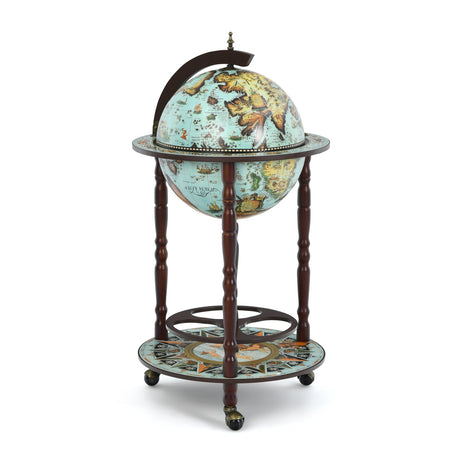 Minibar de globo de 17 pulgadas con mapa italiano del siglo XVI, carro estantería para botellas de licor