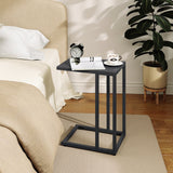 Mesa Auxiliar en Forma de C con Patas Ajustables para Sala de Estar Dormitorio-Gris Oscuro